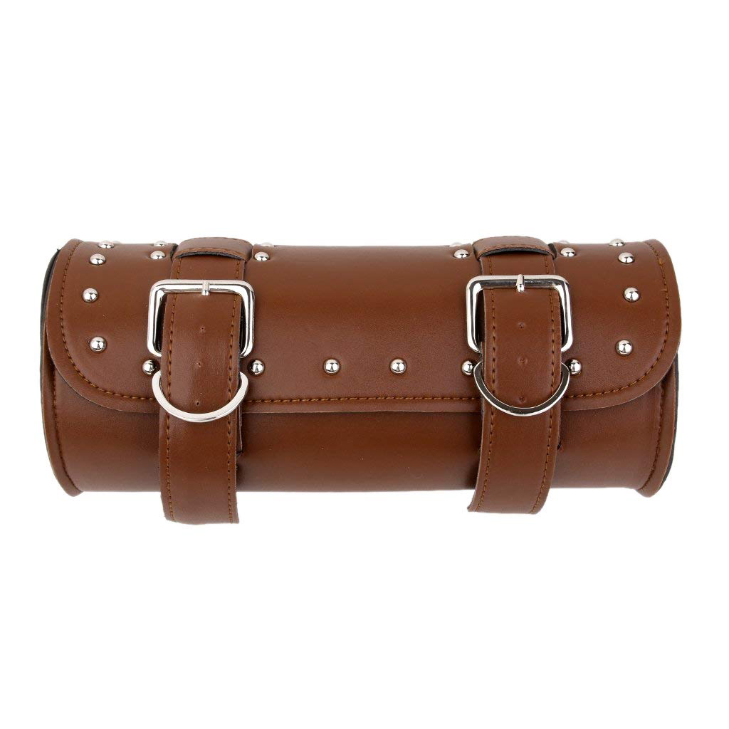 brown leather motorcycle tail bag