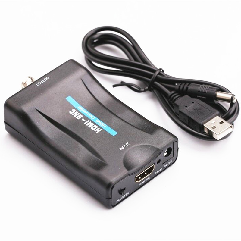 ID HDMI to BNC Composite Video Signal Converter Adapter VHS DVD Player PAL/NTSC black