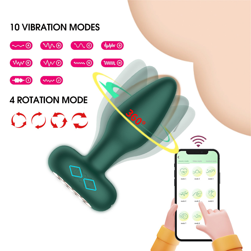 Silicone Anal Plug Vibrator 9 Vibration Modes App Butt Plug Prostate Massager