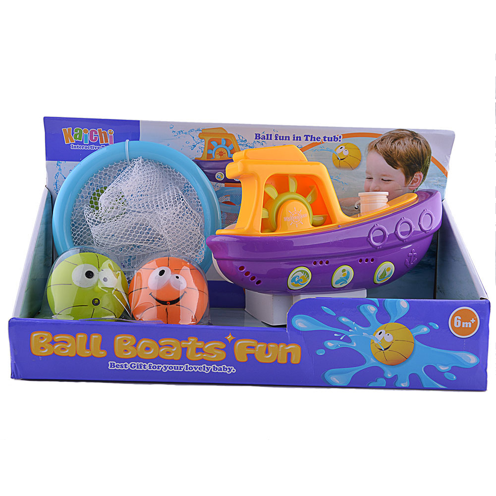 [US Direct] Baby Bathtub Toys with Balls and Boat Bath Toys for Kids