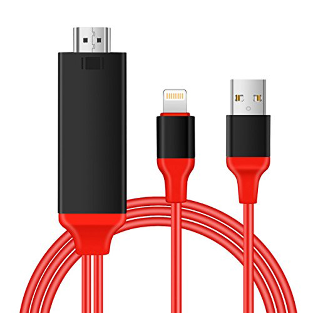 1080P 8-pin to HDMI Cable 8-pin Digital AV to HDMI Adapter for iPhone,iPad,iPod red