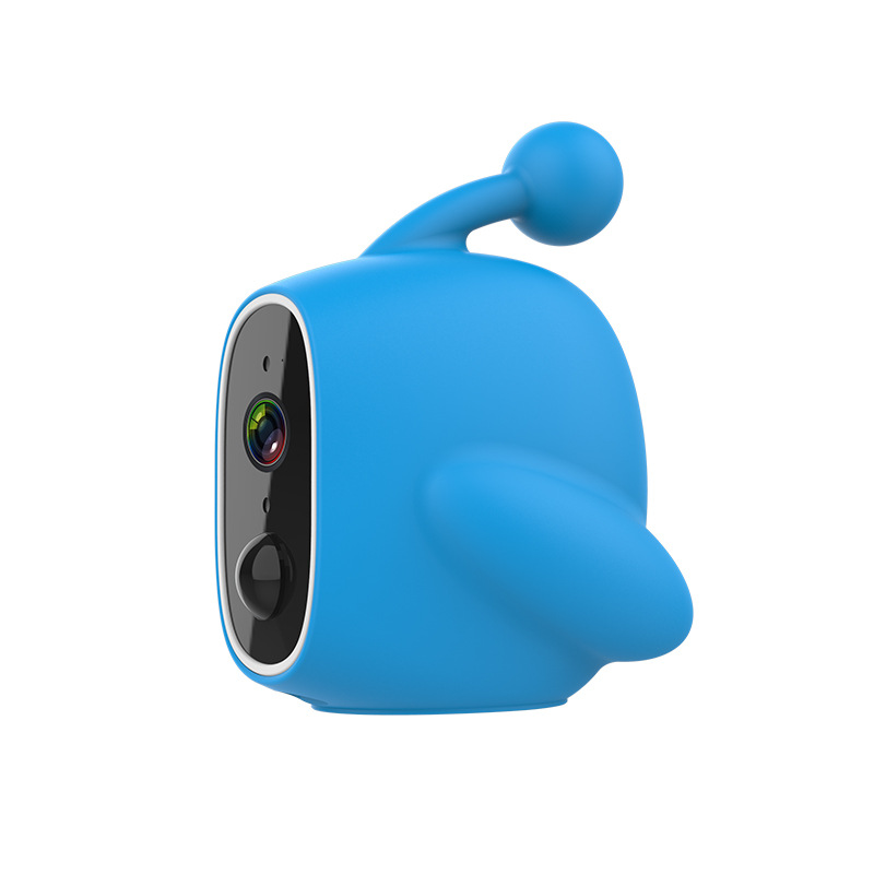 Wireless WIFI Solar Power Camera Motion Detection Two Way Intercom Monitoring Camera Blue Silicone + Solar Panel