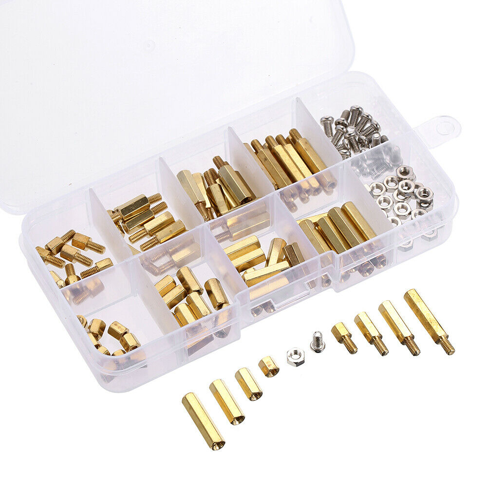 120Pcs M3 Male Female Brass Standoff Spacer PCB Board Hex Screws Nut Assortment(Box Packing) 120 piece set