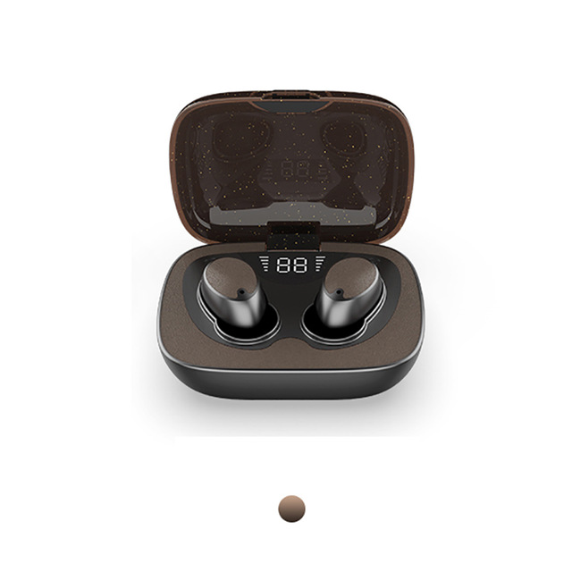 ES02 Wireless Earphones Touch Contorl Bluetooth5.0 Headset Stereo Noise Reduction Waterproof Sports Headphone with 600mAh Charging Case brown