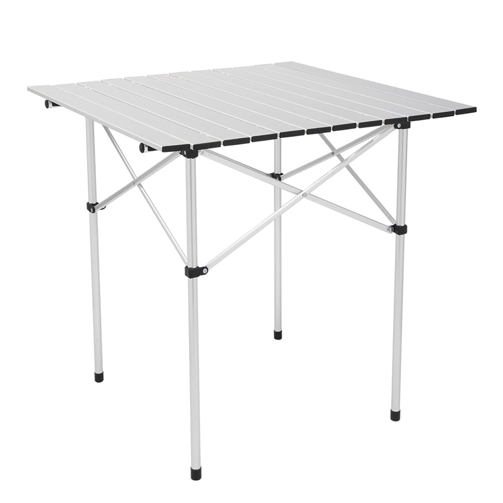 US Square Camping Table Lightweight Portable Foldable Table White