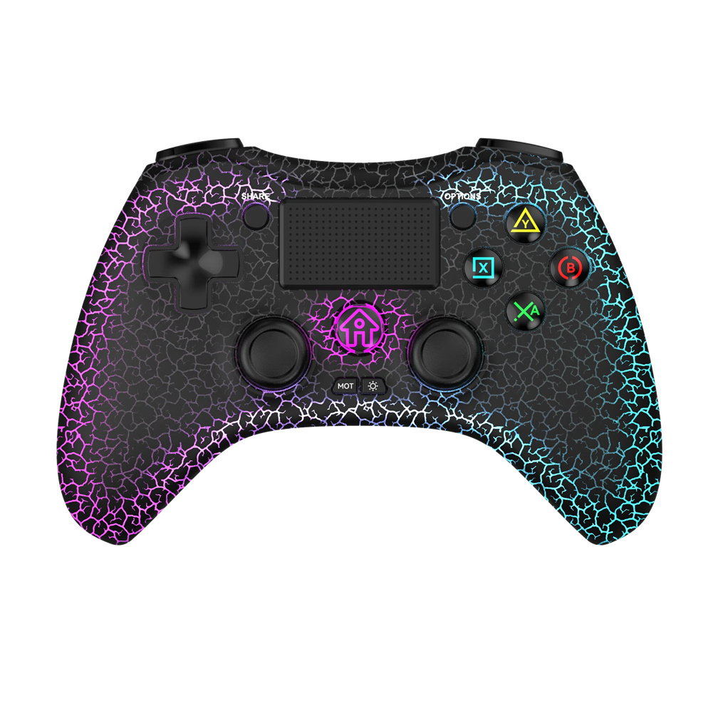 P05 Wireless Transparent RGB Video Gamepads Game Controller Joystick Handles For Playback On Multiple Platforms Black Crack