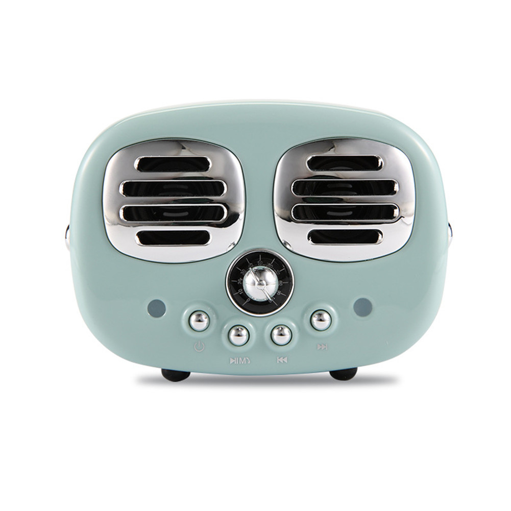 Retro Bluetooth Wireless USB TF Card Dual Speaker Small Speaker Box green