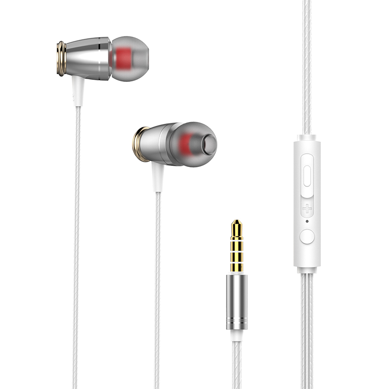 M6 Sport Headsets Wired In Ear Phones Headphone, Noise Cancelling Head Phones With Mic, Music Earphones For Mobile Phone Computer Pc silver