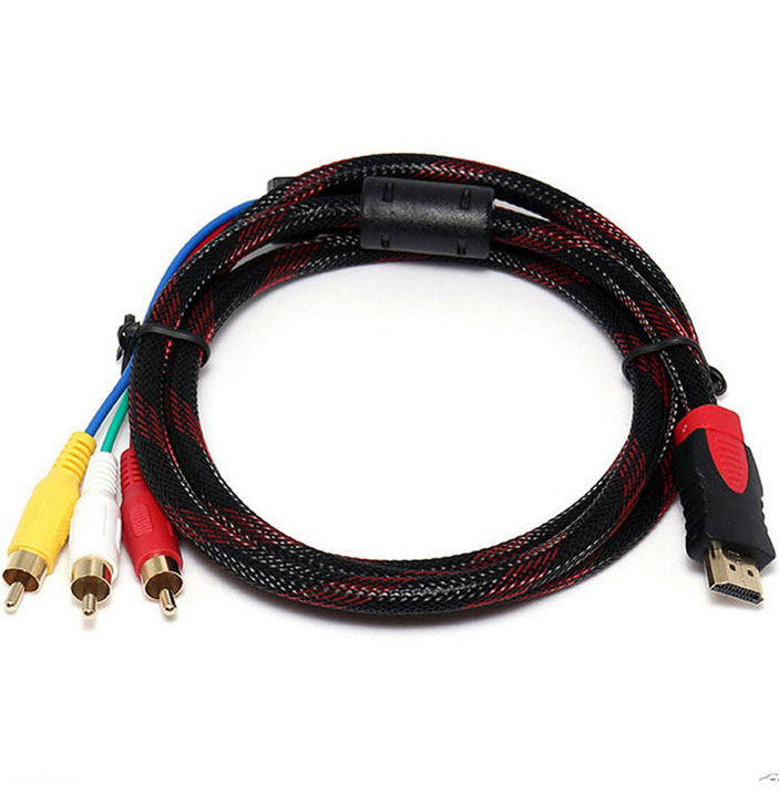 EU 3RCA to HDMI test braided wire adapters 3RCA to HDMI-compatible Switch