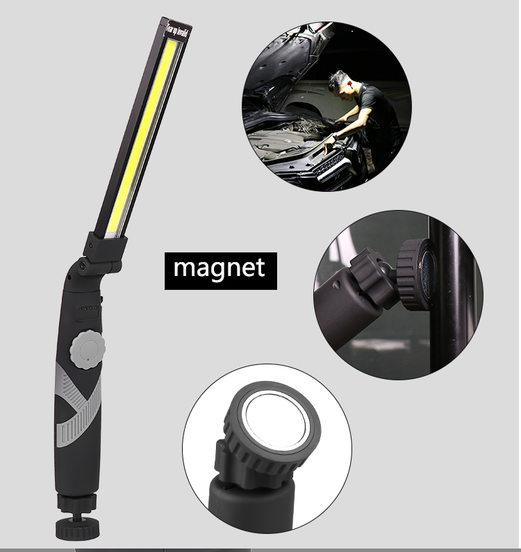 COB LED Rotated Foldable Portable Dimming Magnetic Work Light black_1465B-COB narrow side