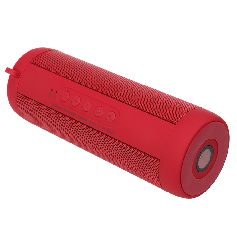 T2 Cylindrical Bluetooth-compatible Speaker Waterproof Wireless Loudspeaker Outdoor Sports Bicycle Audio Support TF Card FM Radio red