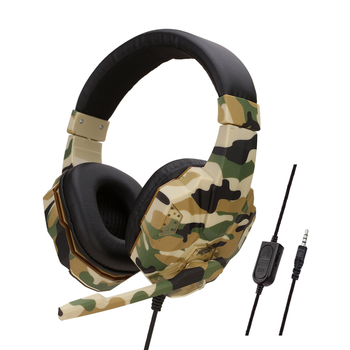 Earphone Gaming Headset Camouflage Headphones with Microphone for PC Laptop Camouflage Yellow PS4 Edition