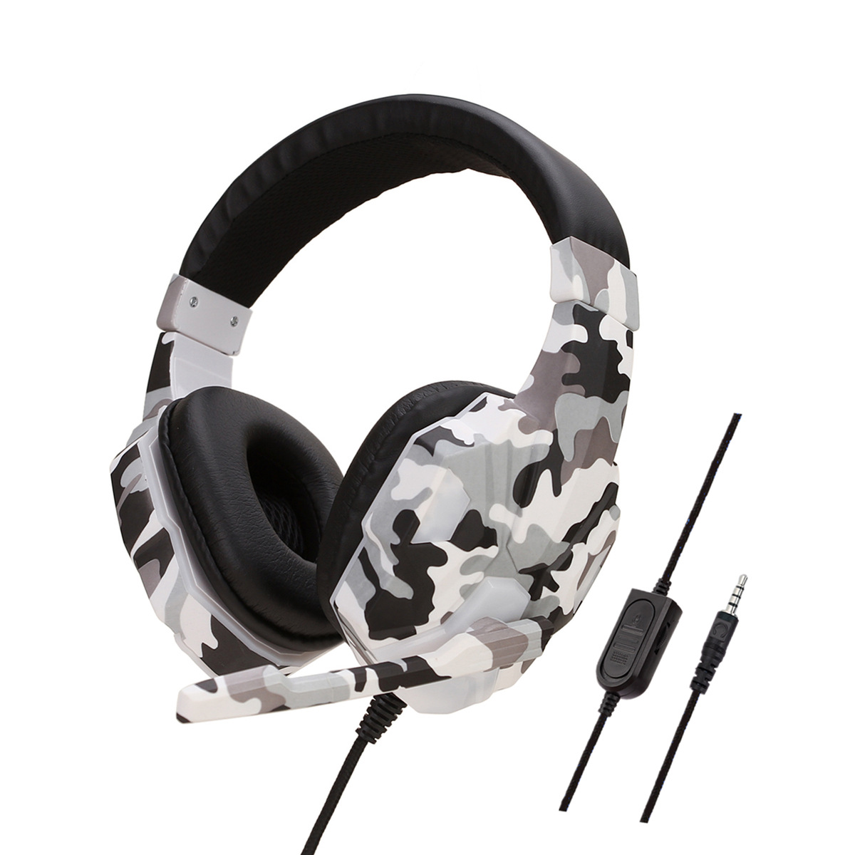 Earphone Gaming Headset Camouflage Headphones with Microphone for PC Laptop Camouflage Gray PS4 Edition