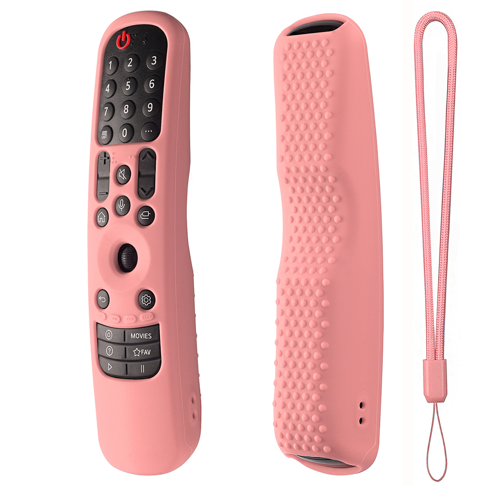Smart Tv Remote Control Protective Cover Shock Resistant Silicone Case Compatible For 2021 Lg Mr21ga Lg Mr 21gc pink suit