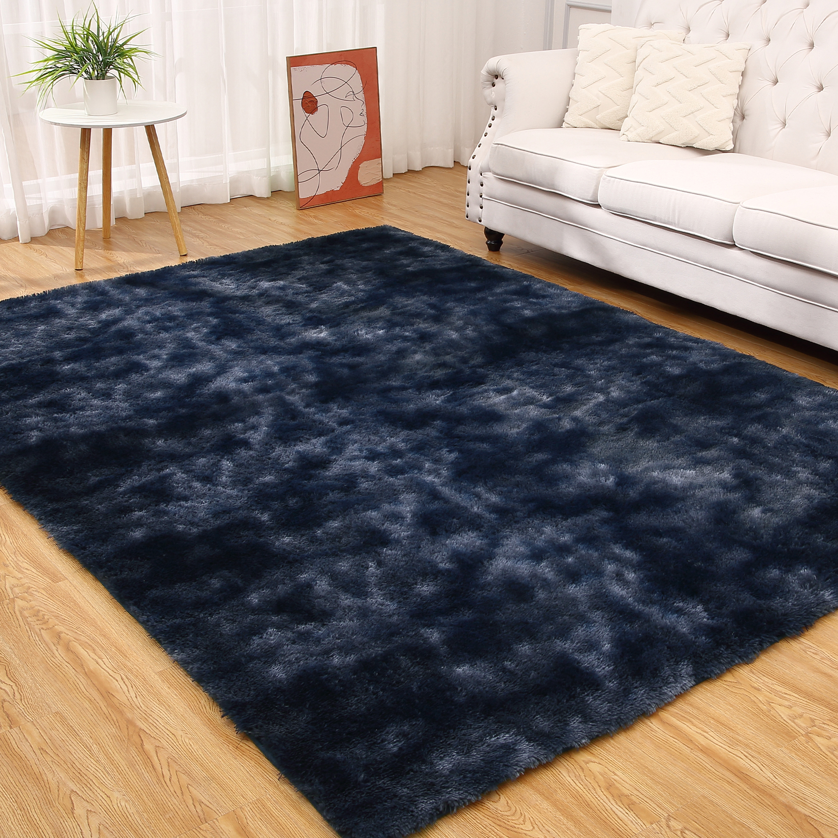 US GARVEE 8x10 Area Rugs for Bedroom Plush Rug Fuzzy Rug Living Room Rugs Non-Slip Rug for Living Room Bedroom Dining Room Office,Blue