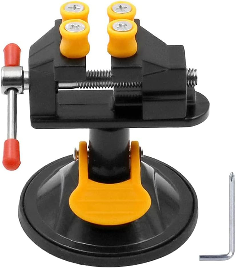 Mini Drill Press Vice With Suction Cup, 360 Rotatable Adjustable Table Vise, Table Bench Vice Clip On Tool For Jewelry Nuclear DIY Craft Sculpture Black - suction cup