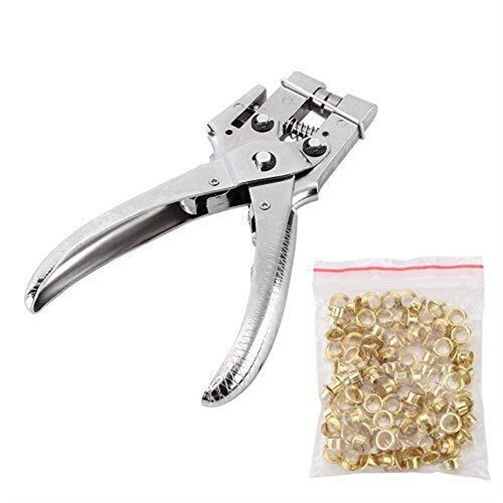 Dual-Purpose Tool Grommet Eyelet Pliers Kit Portable Grommet/Puncher Hand Press Kit With 100 Pieces Grommets For DIY Use Leather Belt Shoes Cloths punching pliers with rivets