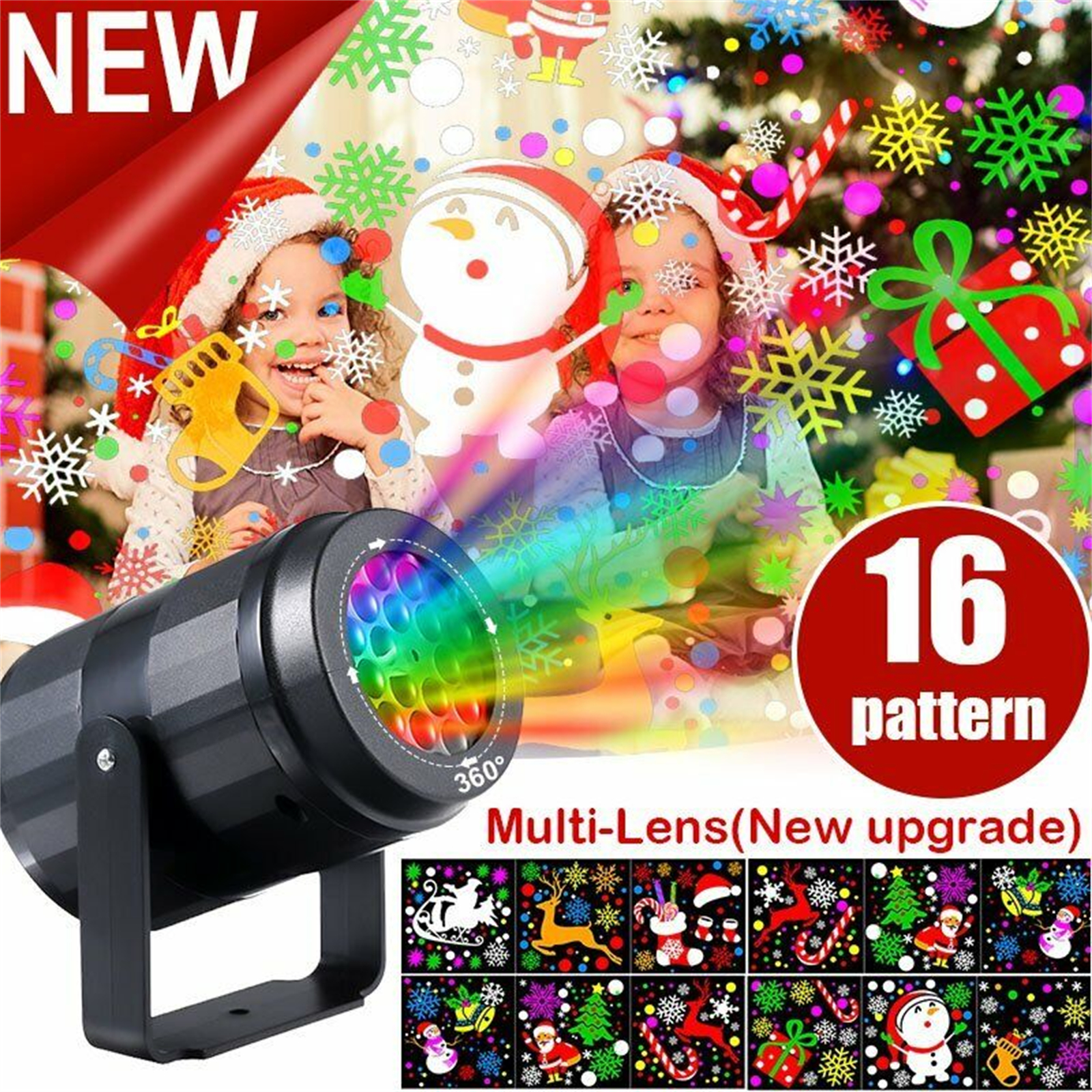Best Offer 16 Pattern Motion Christmas Landscape Light Projector Led Spotlight Waterproof Rotational Projection Lamp EU Plug