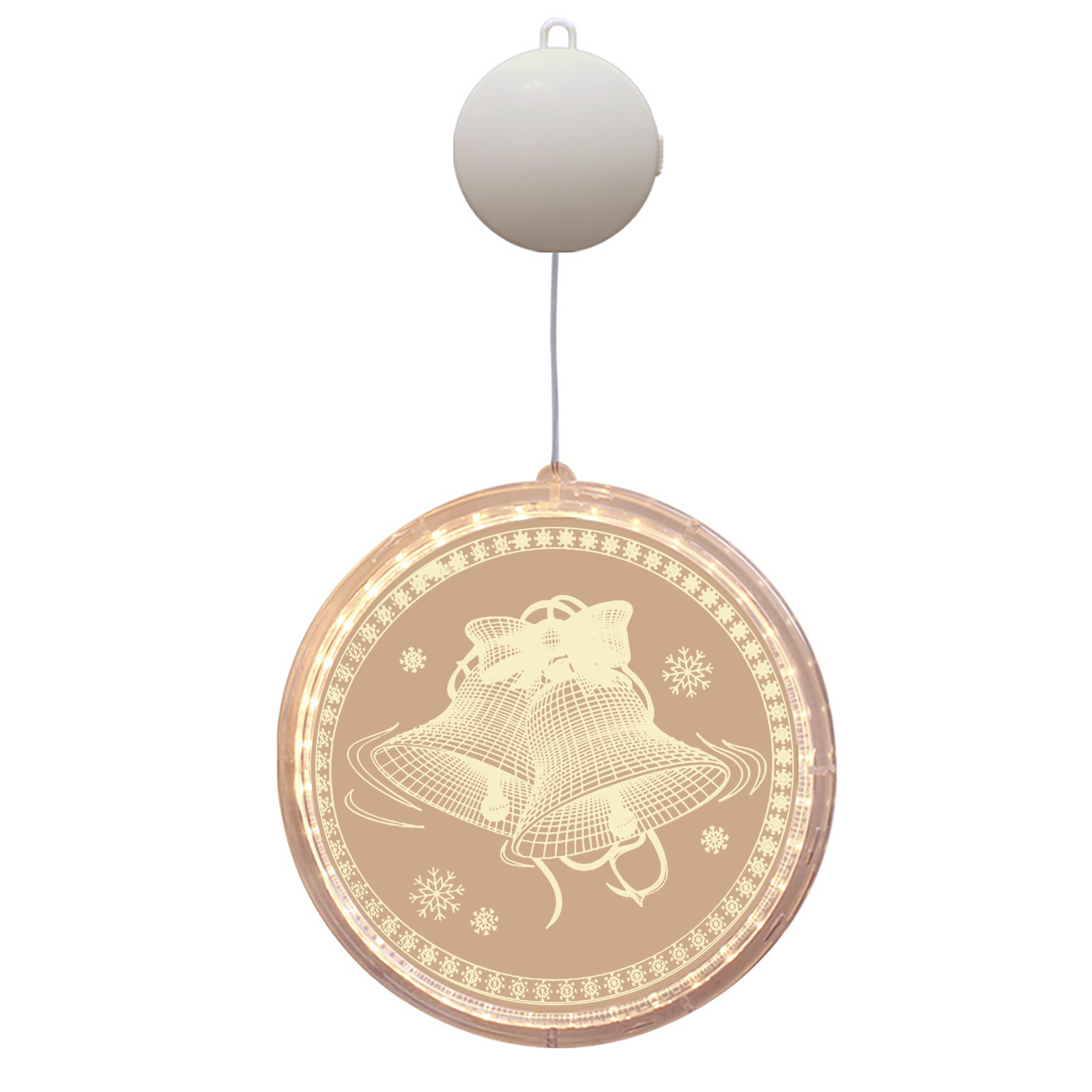 Christmas Window Decorative Light With Suction Cup Battery Operated 3D LED Hanging Lights Decor For Windows Christmas Tree Party 24cm/9.4inch bell