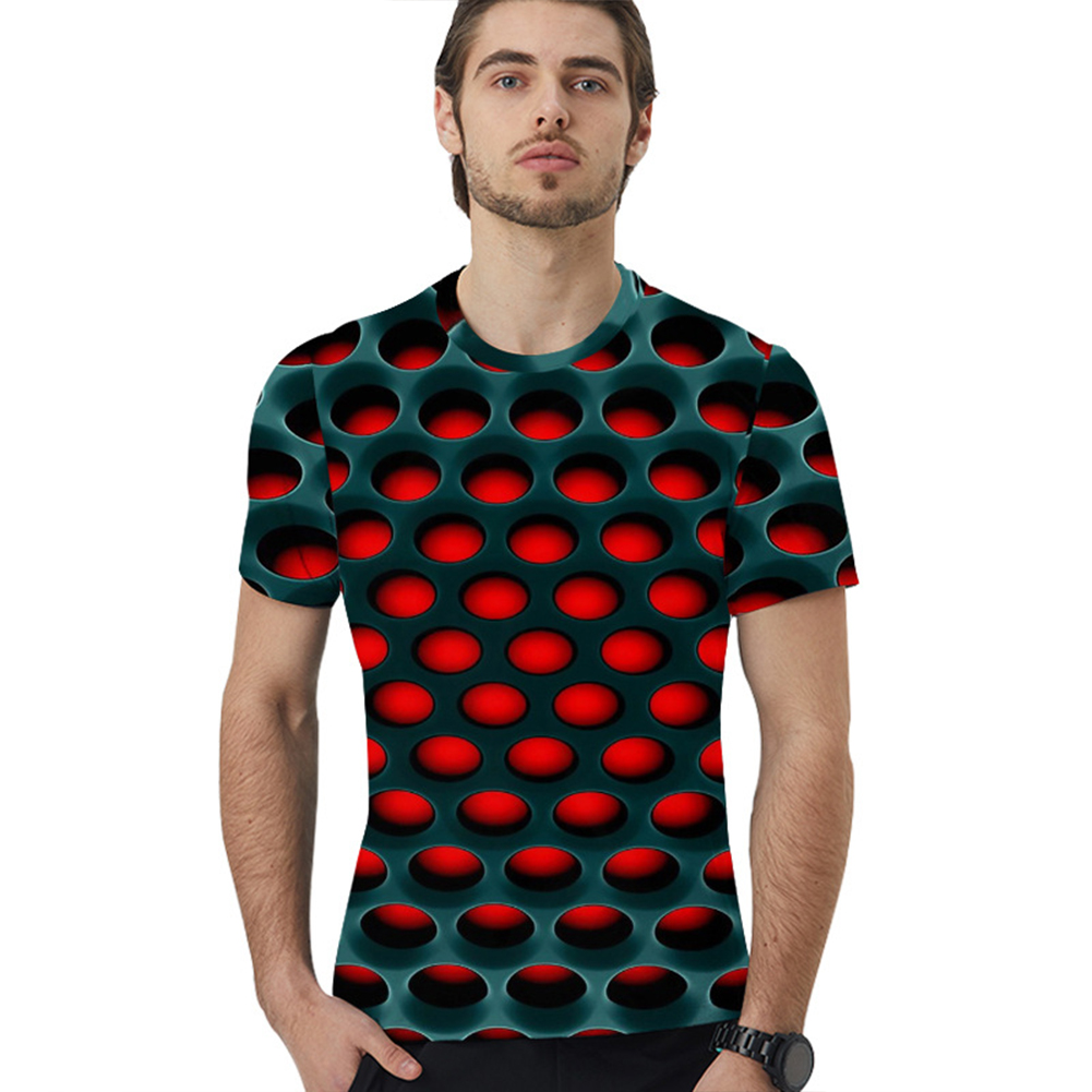 Summer 3D Honeycomb Digital Printing Loose Short Sleeve T-Shirt for Couples Honeycomb T_M