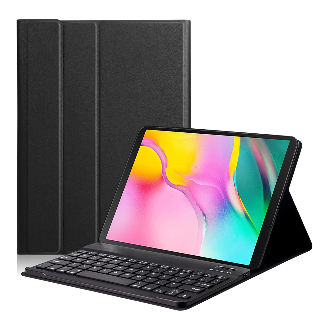 For Samsung Galaxy Tab A 10.1T510/T515 Split Colorful Backlit Bluetooth Keyboard Protective Case black_Russian version