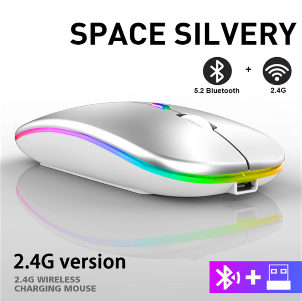 2.4G Wireless Mouse Bluetooth RGB Rechargeable Mute Led Backlight Gaming Mouse