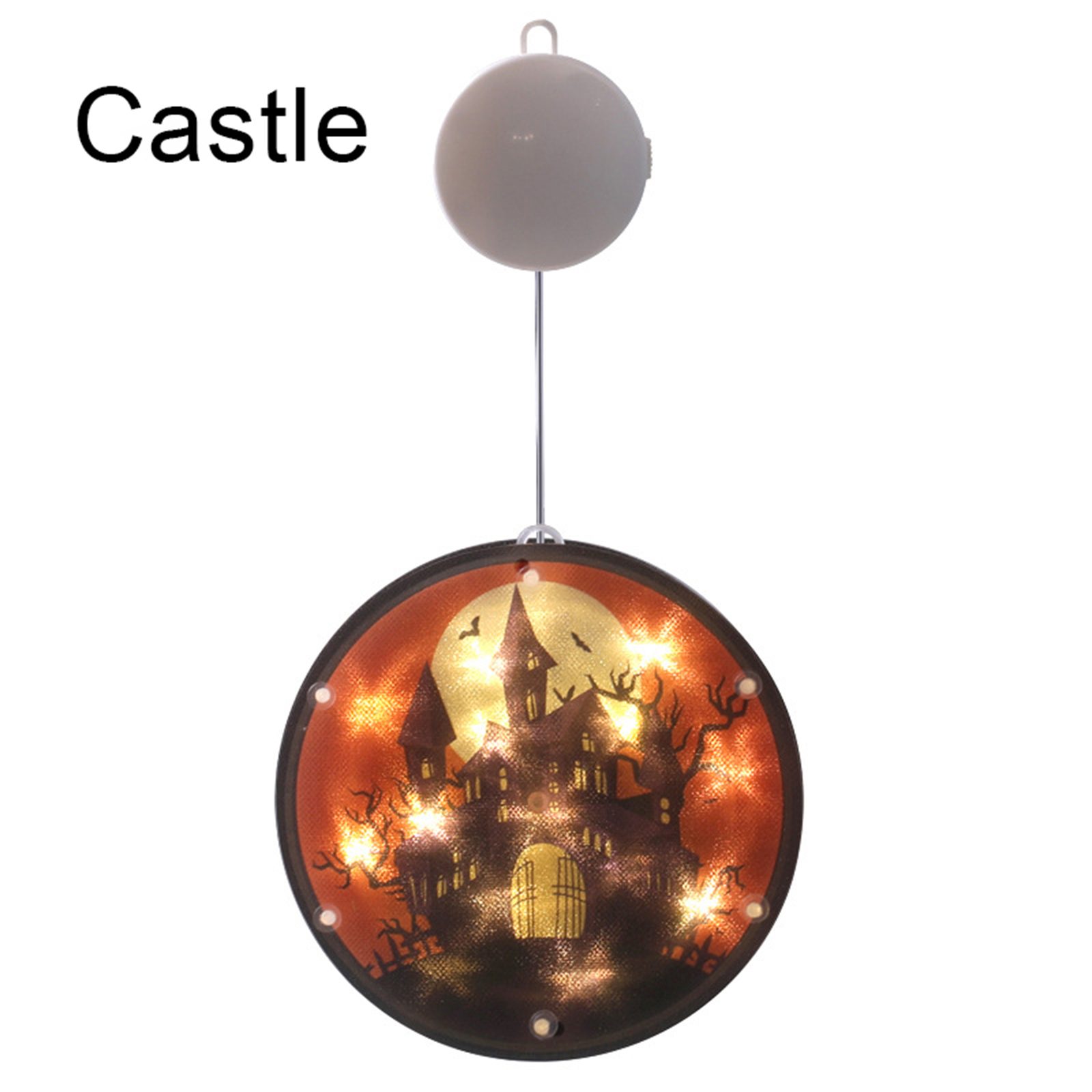 Halloween Lights Window Lights With Glue Hooks Battery Operated Indoor Lights Ghost Hand Castle Halloween Pattern castle
