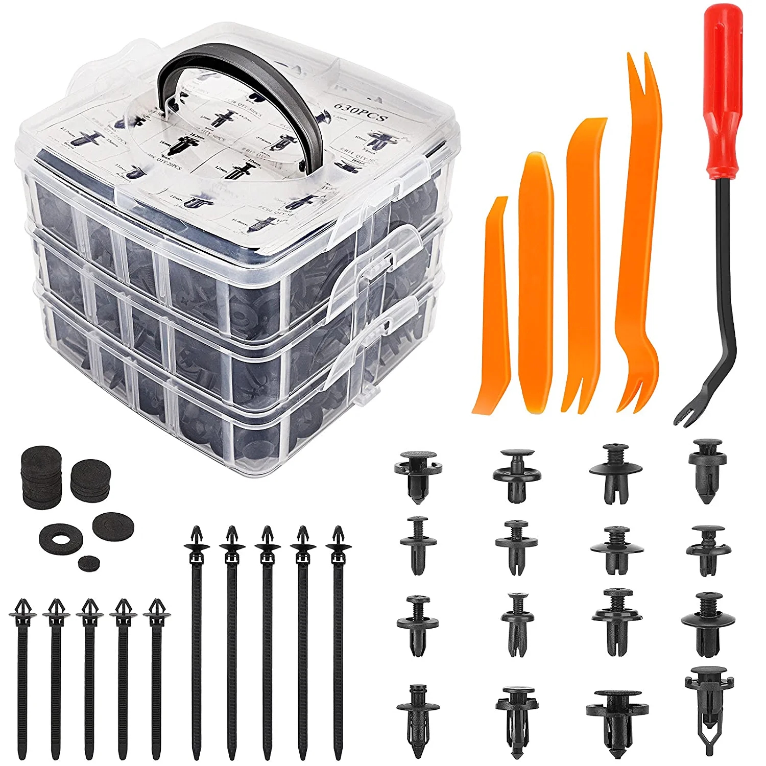 675pcs Car Retainer Clips Kit With 3-layer Plastic Boxed Bumper Fixed Buckle Expansion Screw Clip Fastener set
