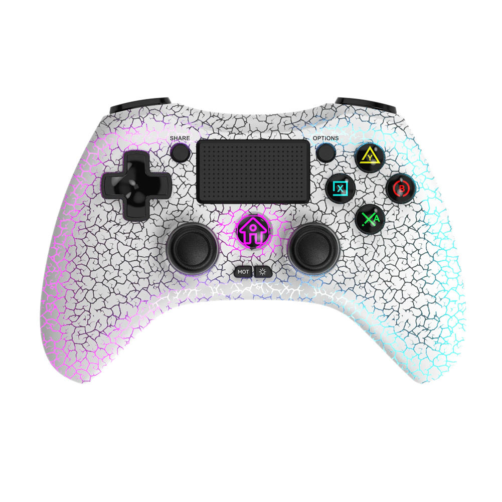 P05 Wireless Transparent RGB Video Gamepads Game Controller Joystick Handles For Playback On Multiple Platforms White cracks