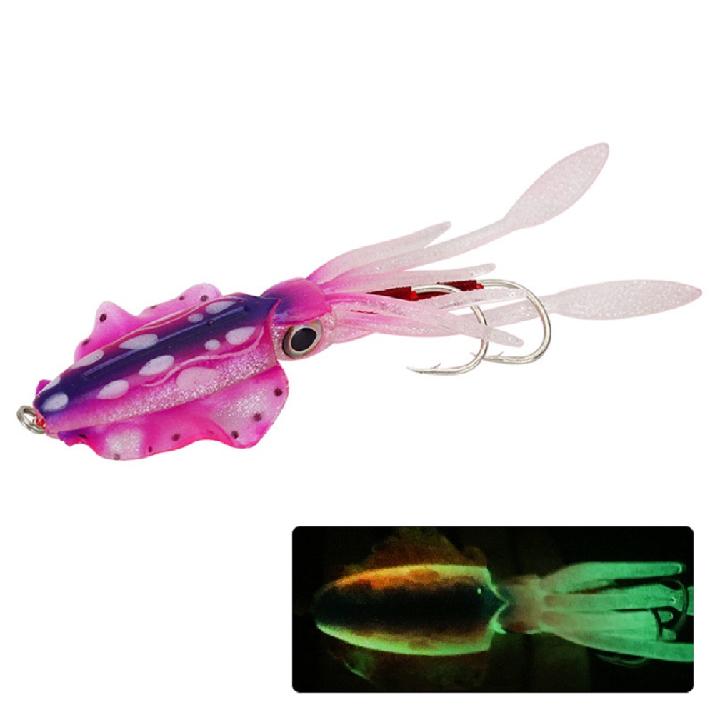 Fishing Lure Double Hook Squid Bait Glow-in-the-dark Baits 15cm60g Simulated False Bait Deep Sea Soft Bait A1006# with lead_15cm (octopus bait)
