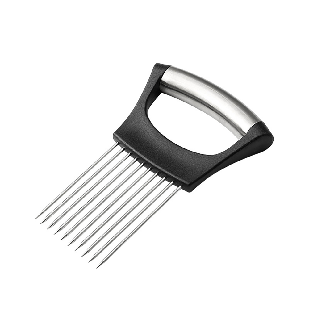 Onion Slicer Holder, Stainless Steel Vegetable Slicer Cutter, Food Slicer Assistant Tool For Slicing Fruit Lemon Vegetable Potato Tomato Meat, Dishwasher Safe onion needles
