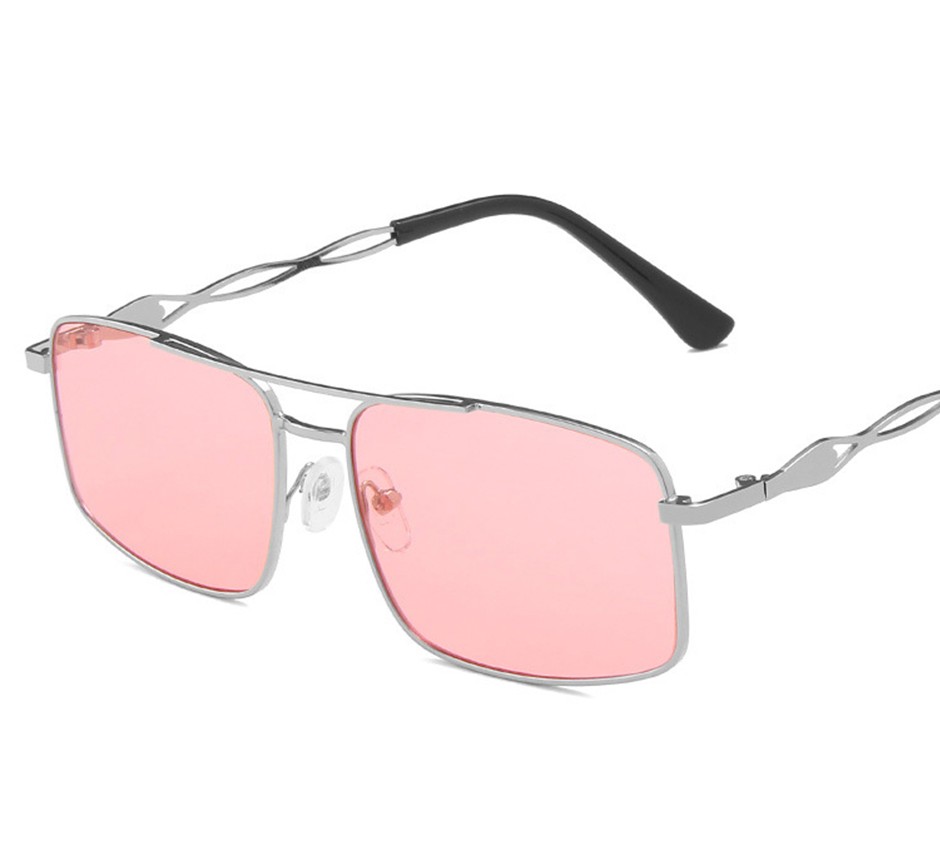 Vintage Beach Sunglasses For Women Fashion Elegant Square Frame Glasses For Cycling Driving silver + pink