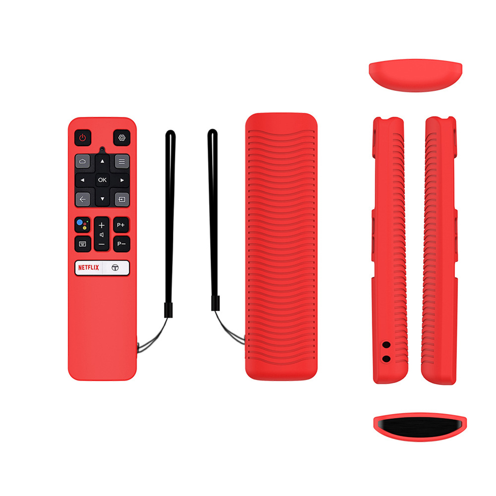 Silicone Tv Remote Control Cover Dustproof Shockproof Protective Case Sleeve Compatible For Tcl Rc802v Fnr1 Fmr1 red