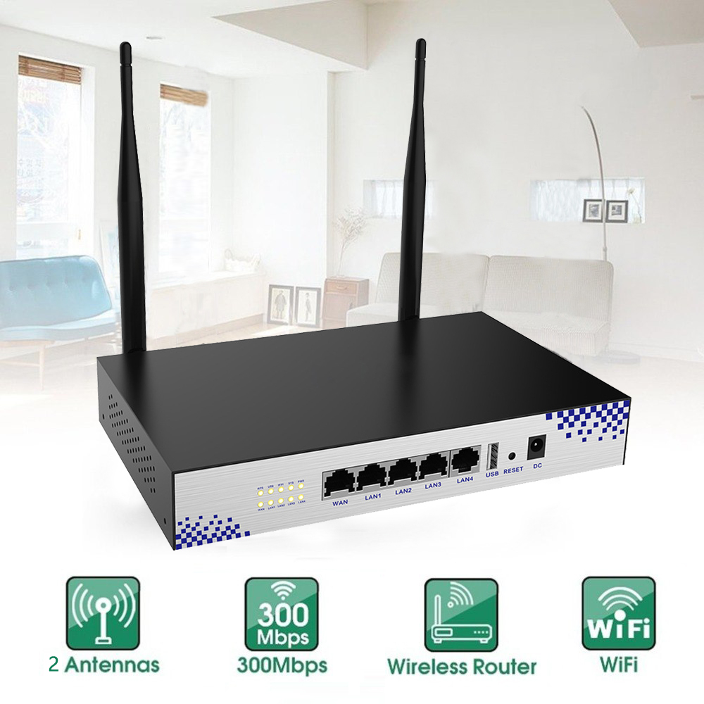 2.4G 300Mbps Large Power Automatic MDI/MDIX Applications MTK7620N Wifi Router black