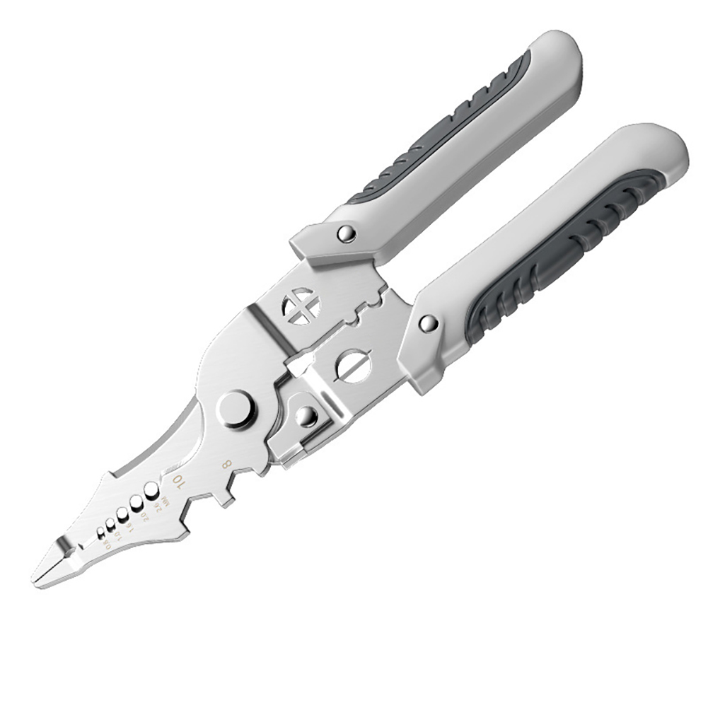 Stainless Steel Wire Stripper Crimper 0.8/1.0/1.6/2.0/2.6mm Multi-functional Plier Wire Stripping Tool Comfortable Grip Professional Electricians Tools 16-in-1 stripper