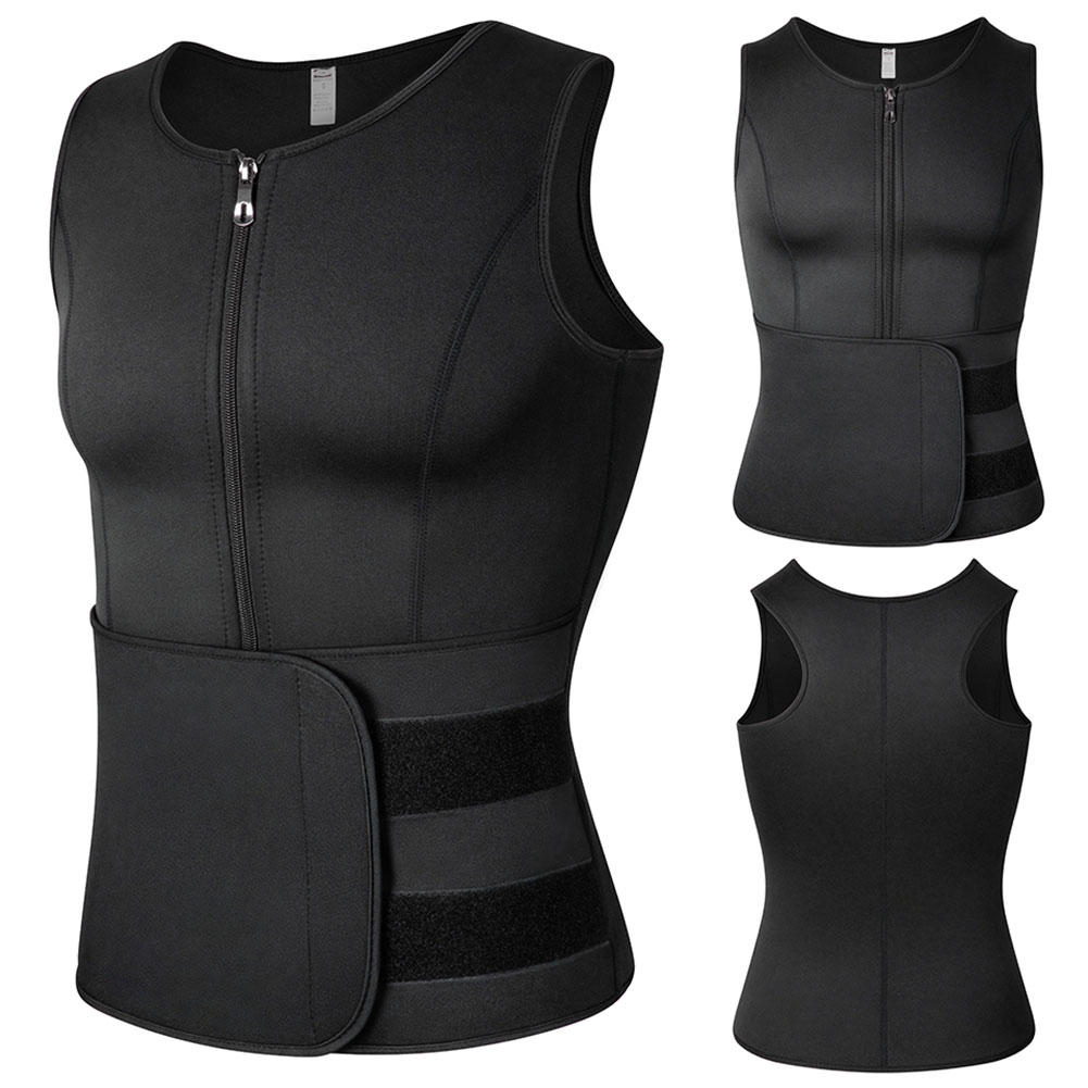 Men Sports Body Shaper Waist Trainer Double Sided Zipper Weight Loss Sauna Suit Slimming Shapewear