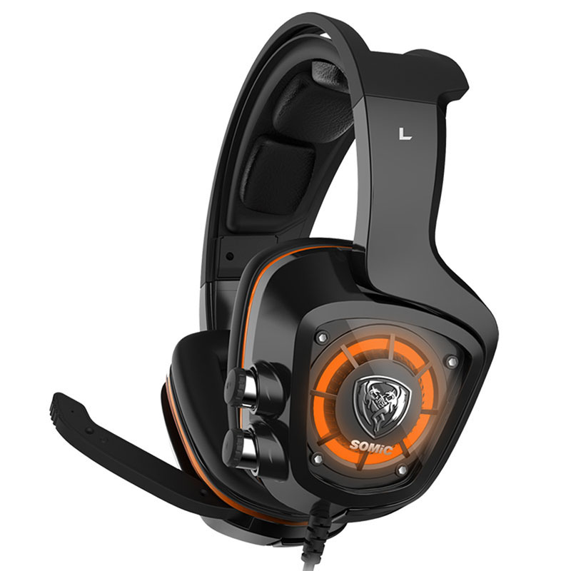 SOMiC G910 virtual 7.1 Gaming earphone headphone with Mic Surround Sound Vibration USB Headset Bass black