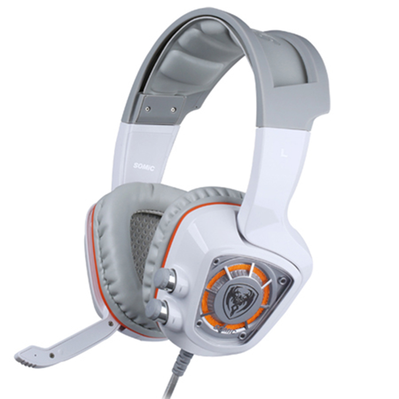 SOMiC G910 virtual 7.1 Gaming earphone headphone with Mic Surround Sound Vibration USB Headset Bass white