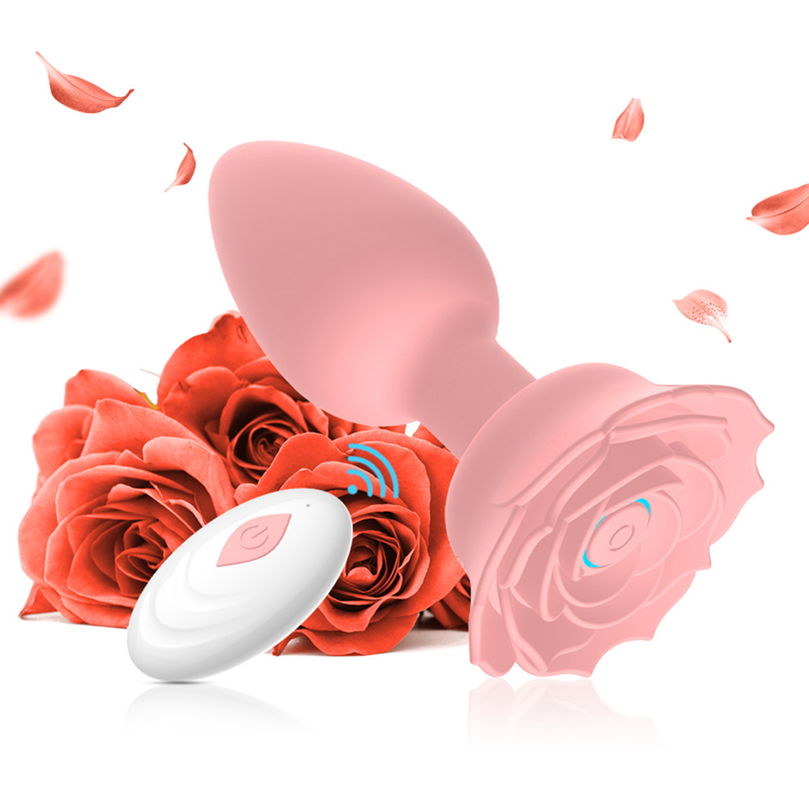 Anal Vibrators Butt Plug 10 Modes Sex Toy Vibrating Rose Remote Control Rose Base Waterproof Silicone Rose Adult Toys
