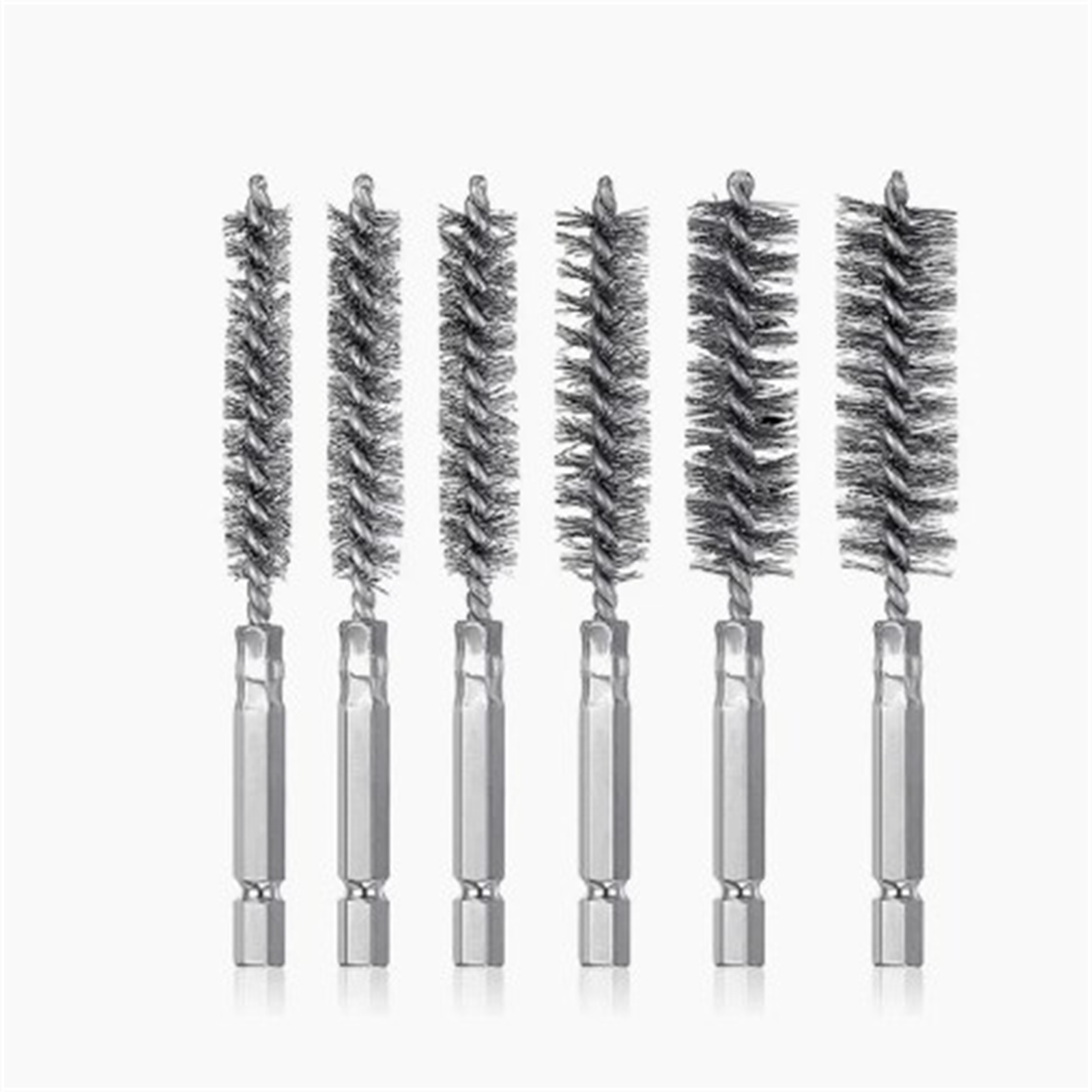 6Pcs Stainless Steel Bore Brush With 1/4