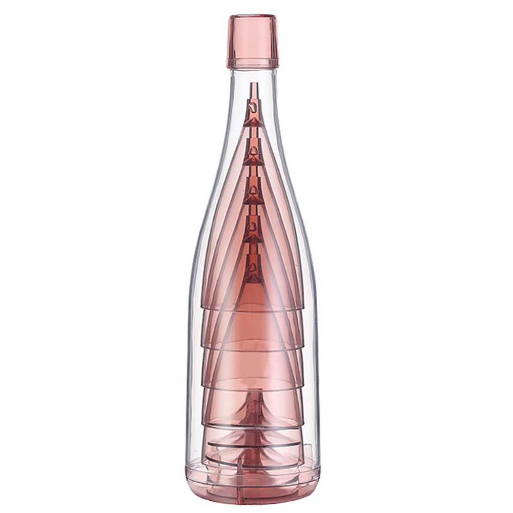 5pcs Wine Glass Set With Storage Container, 30x8.5cm Detachable Bottom Plastic Wine Glasses, Bar Goblet Champagne Glass Cold Drink Glass pink
