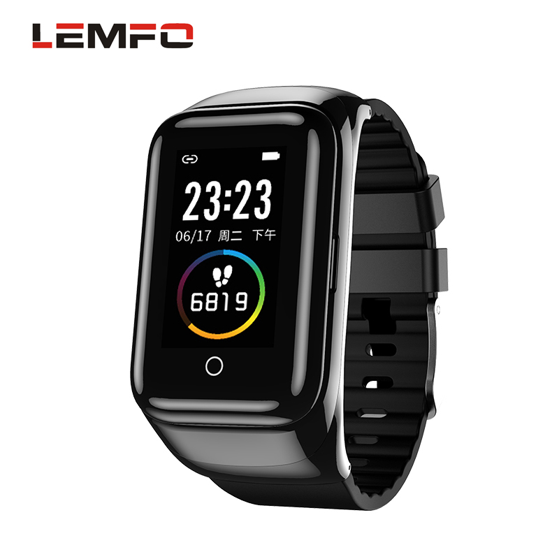 Original LEMFO M7 Smart Watch Bracelet Color Screen Sports Pedometer Dual Bluetooth Headset 2-in-1 Bracelet  black