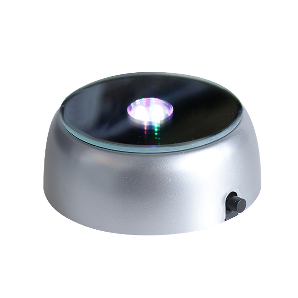 US 4 LED Luminous Base Light Colorful Round Stand Base for Cocktail Crystal Glass Transparent Objects Display Colorful Gradient