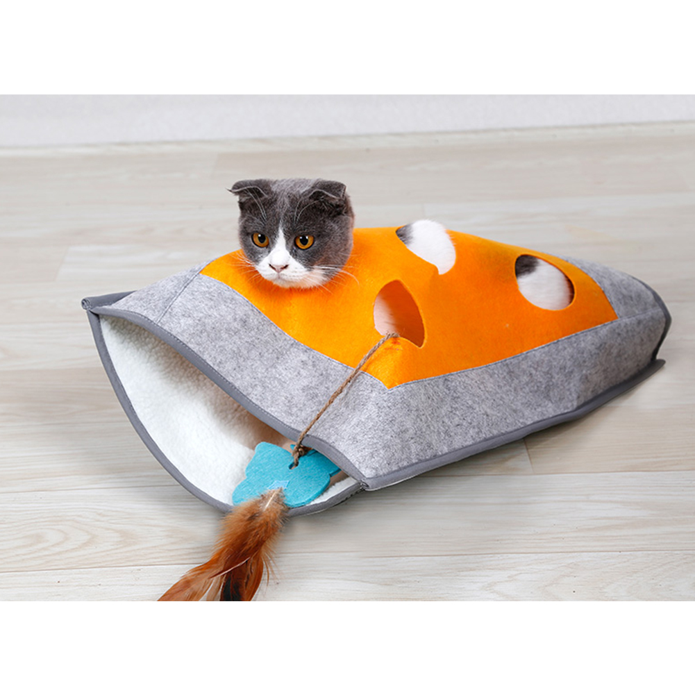 Wholesale Warm Pet Cat Tunnel Blanket with Sound Paper Puzzle Toy for