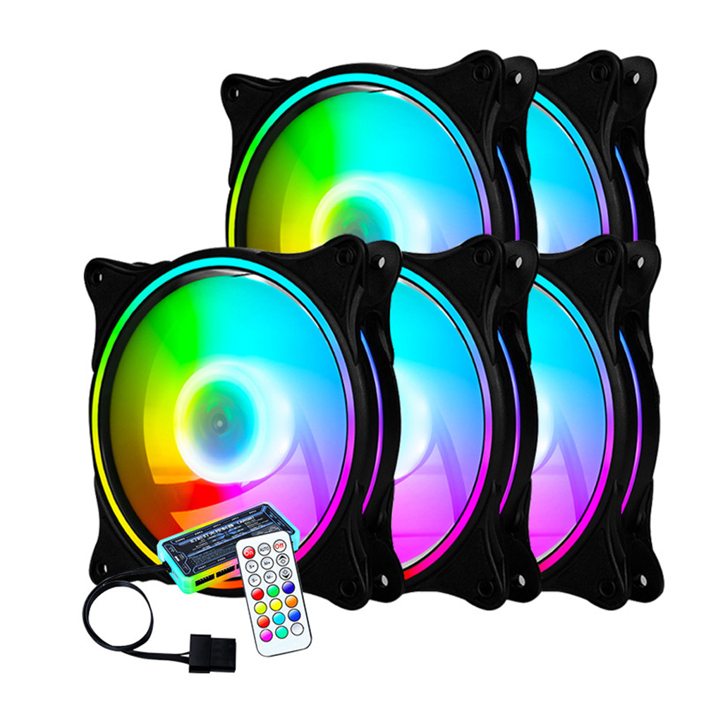 Luminous Case Cooling Fan 120mm Silent Hydraulic Case Radiator Desktop Computer Chassis Cooling Cooler black 5 three-aperture RGB