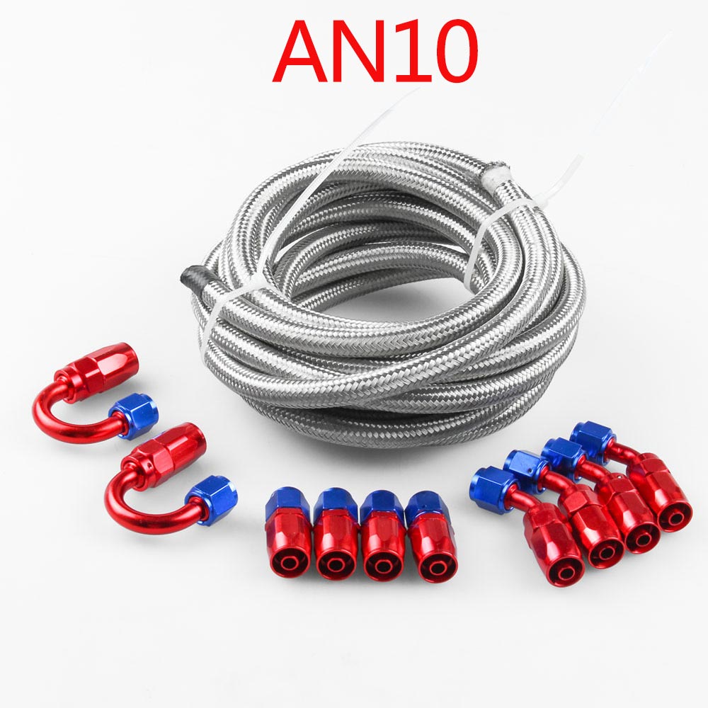 Stainless Steel Braided Oil / Fuel Line / Hose + Fitting / Hose End / Adaptor Kit AN10