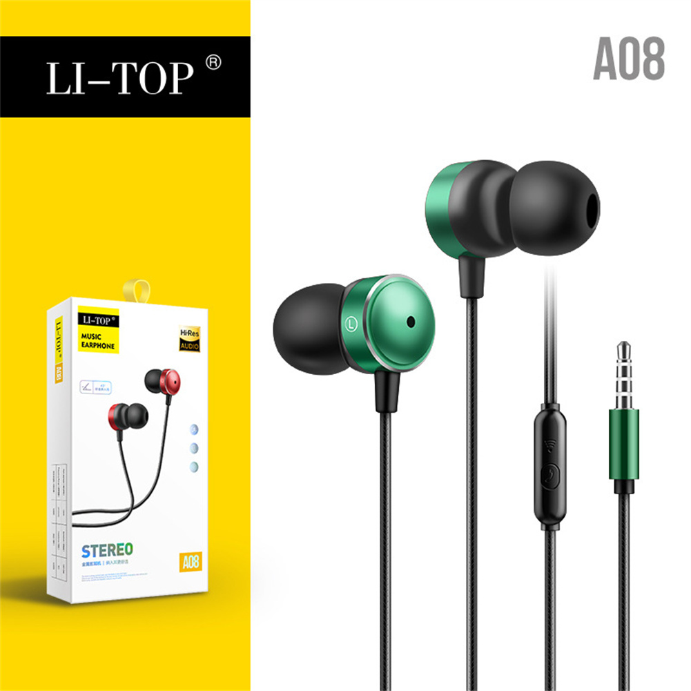 A08 In-ear Wired Headset Hifi Bass Tuning Calling Music Headphone