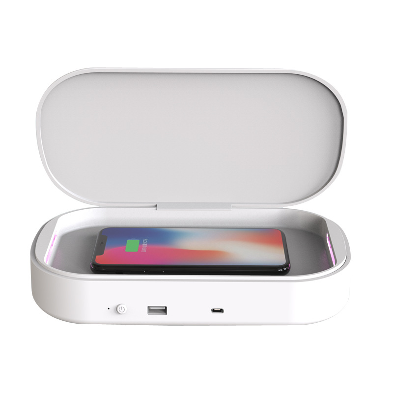 Wireless Phone Charger Ultraviolet Sterilization Box Antibacterial Mini Phone Mask Disinfection Kit white_232 * 127 * 57mm