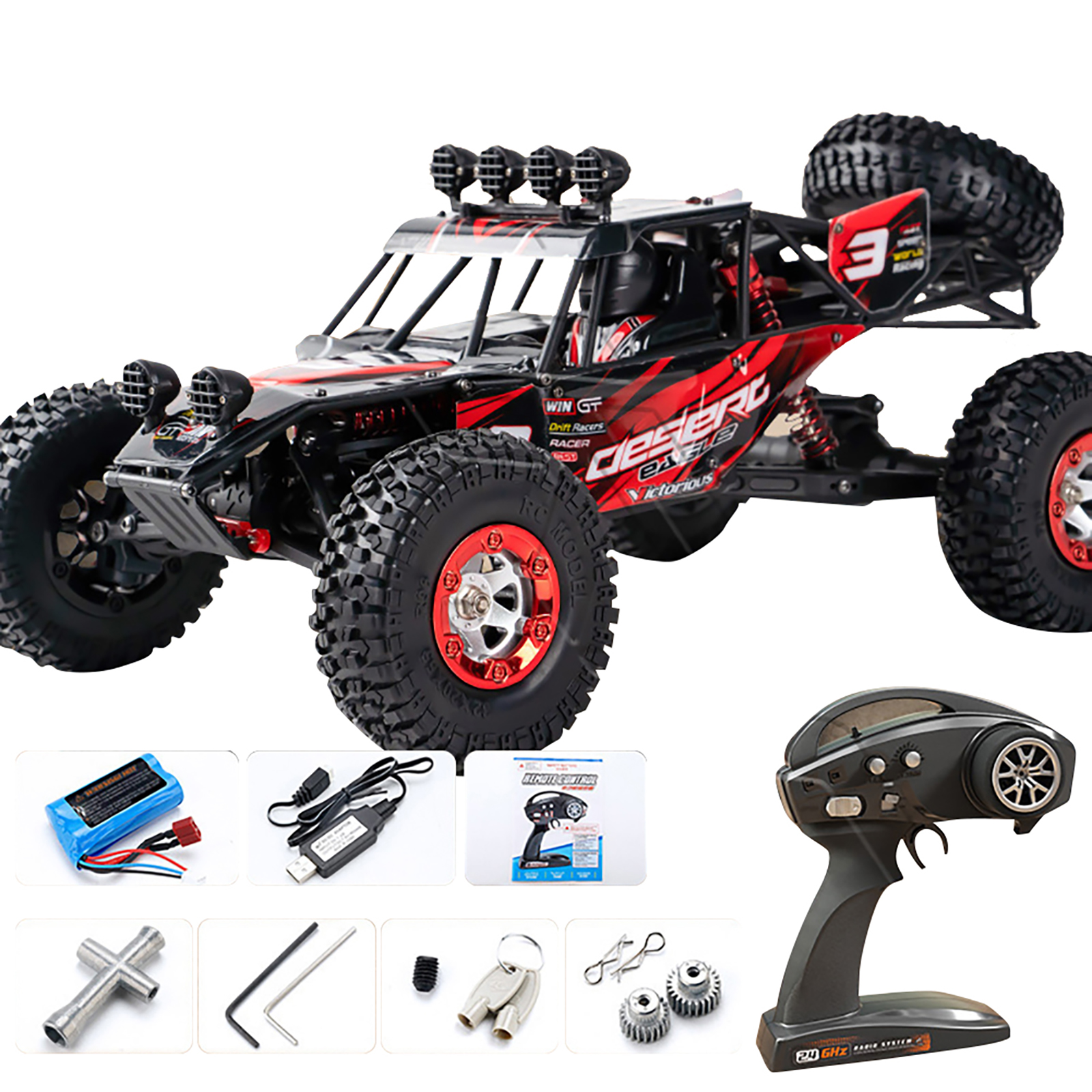 1:12 Full Scale RC Climbing Car Desert Truck 4WD Off-Road Vehicle Model Toys