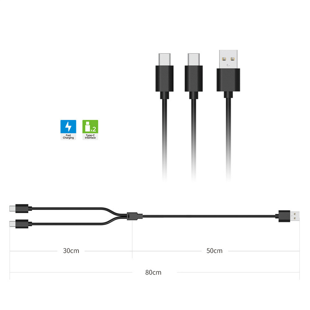 2-in-1 Usb Data Cable Charger Charging Cable Type-c Interface Compatible For Switch/PS5/PSVR2 Handle black